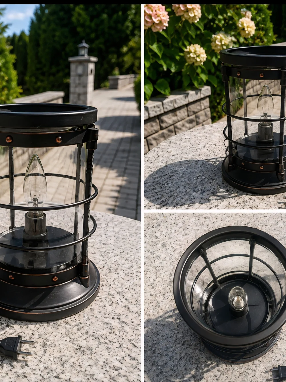 Black Metal Table Lantern Accent Lamp - Home Accents